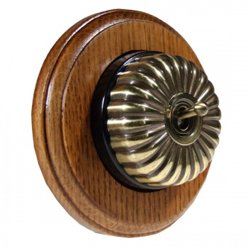 1 Gang Intermediate  Medium Oak Wood, Fluted Dome Period Switch